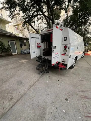 Magnet Plumbing service vehicle on-site for Sewer Line Repair in Angleton